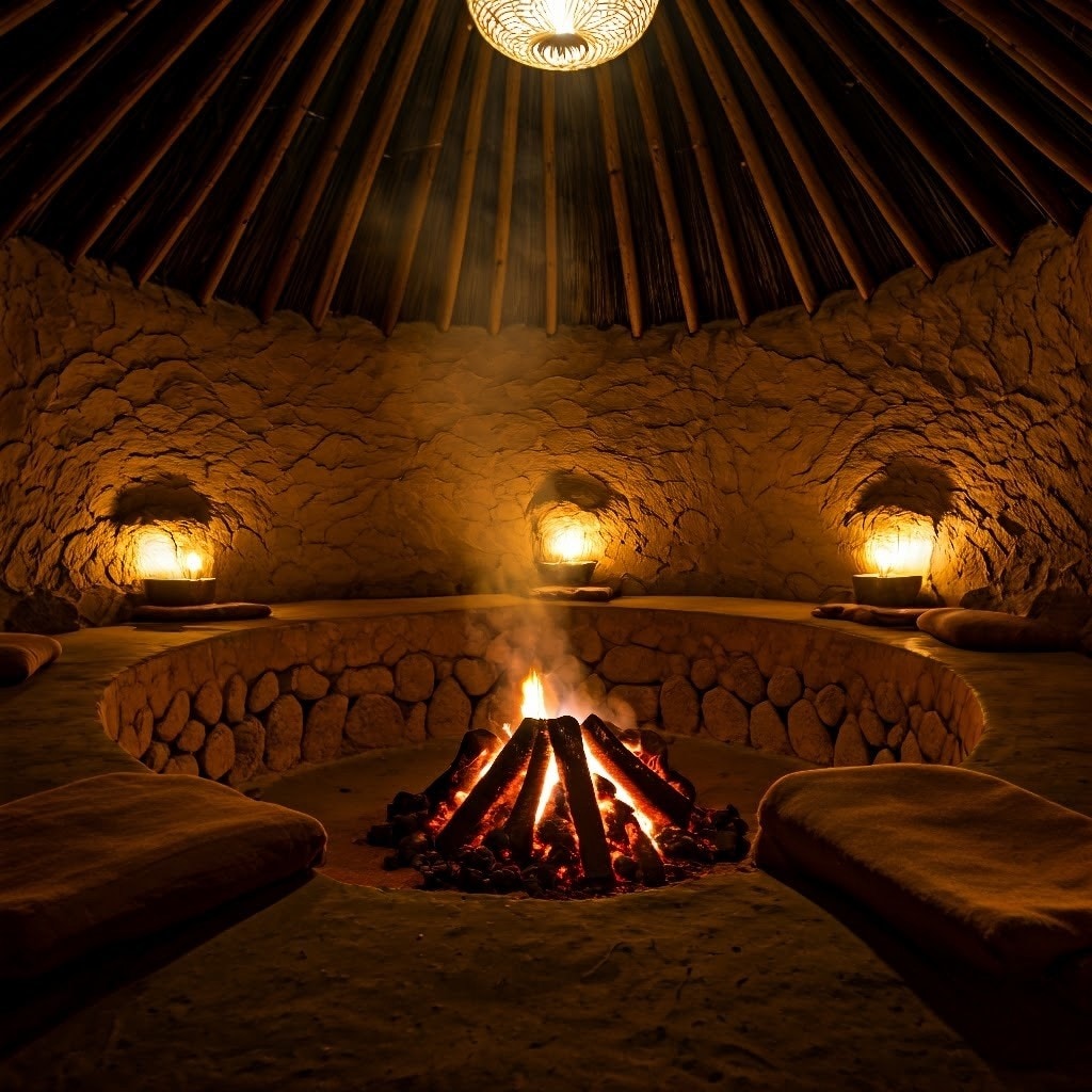 Circular ceremonial space with central fire pit